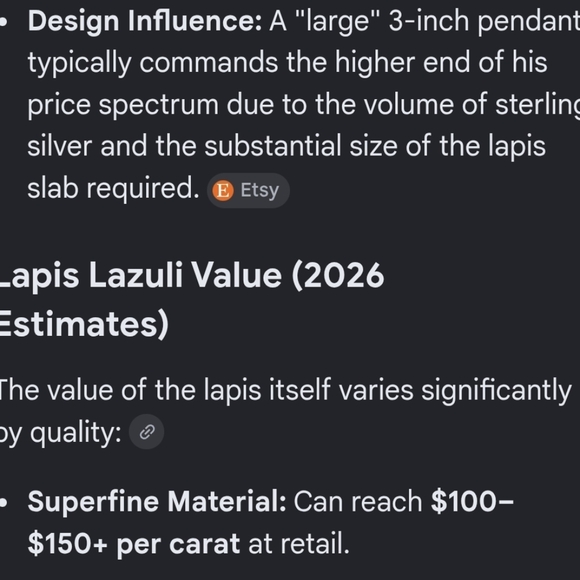 Hallmarked Sterling Silver Lapis Lazuli Vincent Gulino Large Pendant 26.9grams - Picture 10 of 11